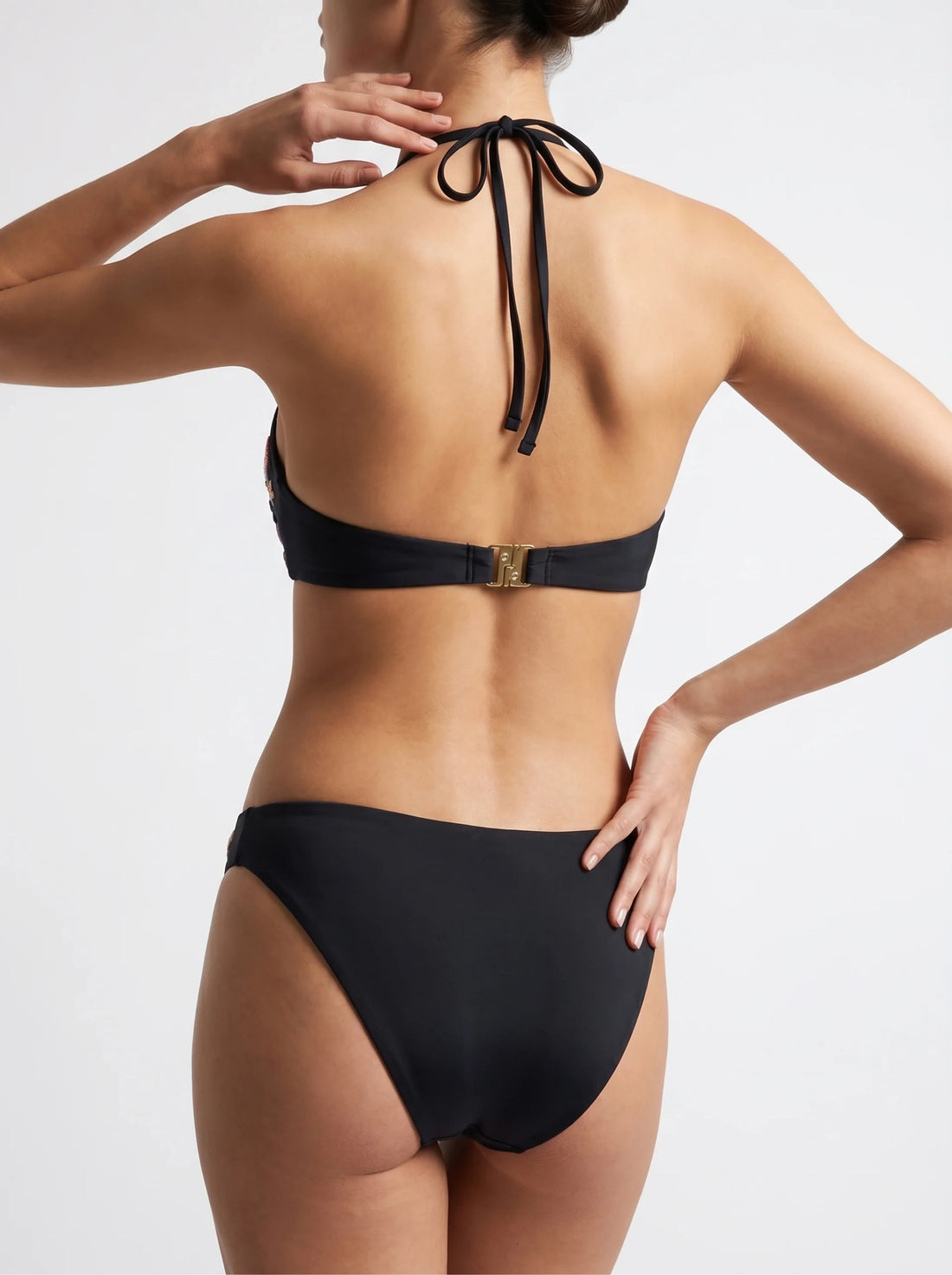 Marissa Hand Embroidered Luxe Bikini Top Black