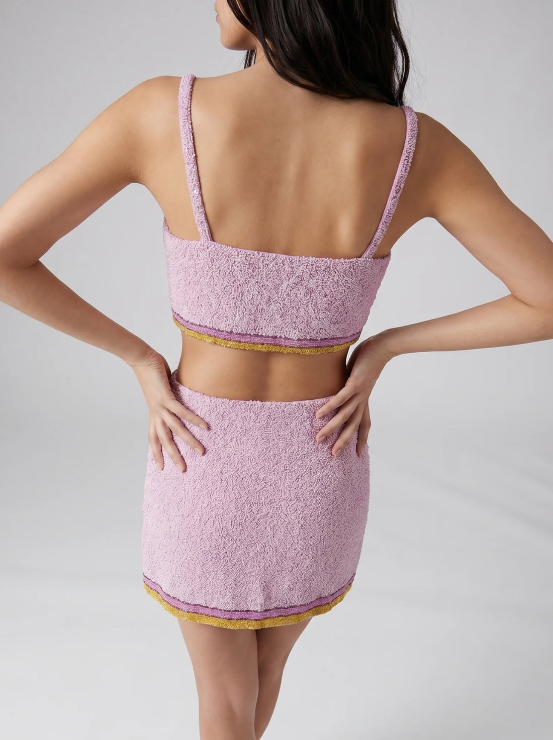 Monty Co-ord Hand Embroidered Bead Skirt - Pink
