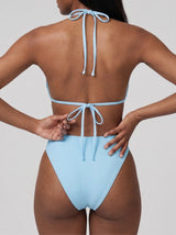 Fia Tropical Hand Embroidered Bikini Top Blue