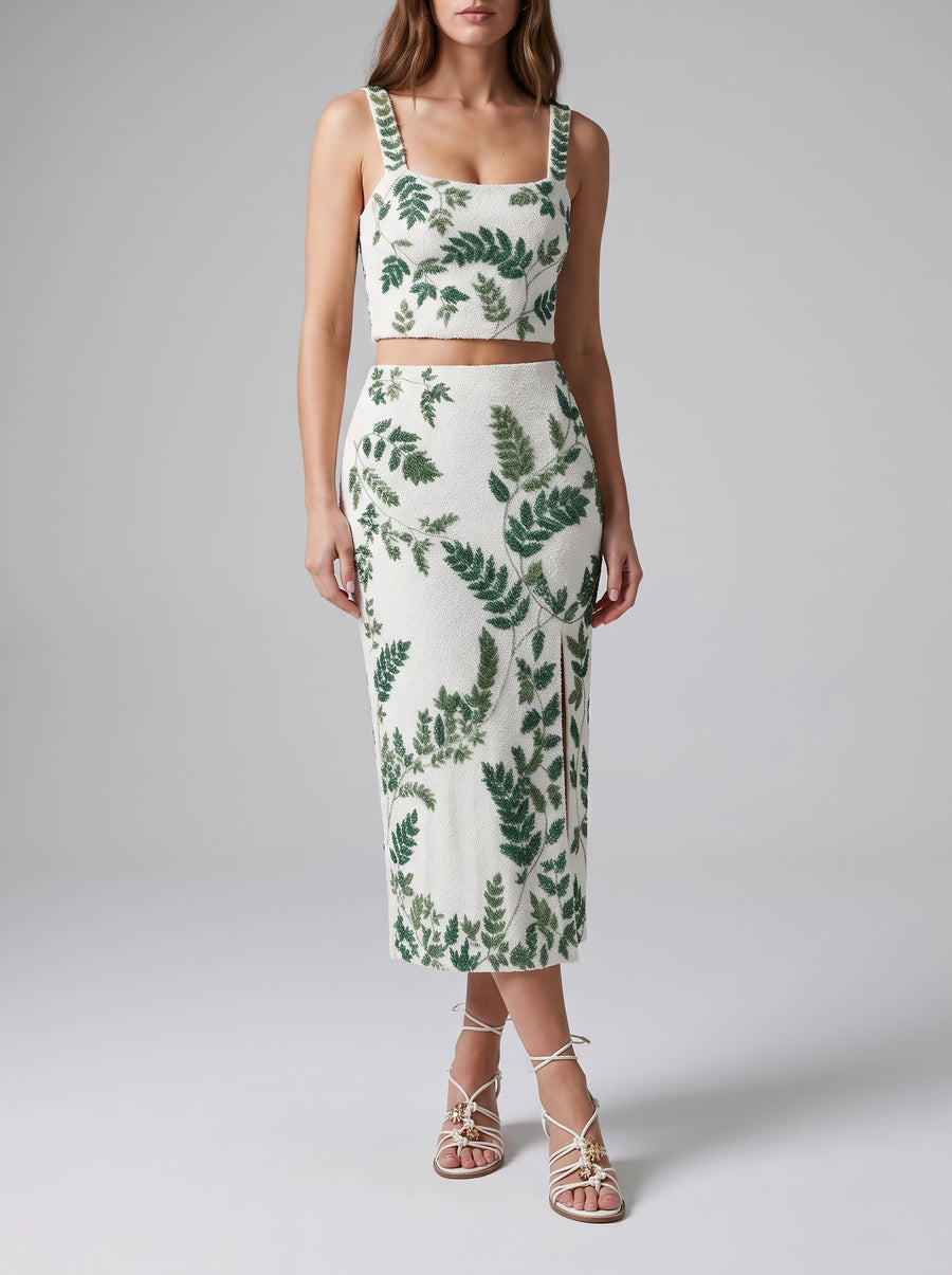 Green Leaf Co-ord Long Dress