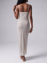 Arizona White Long Dress Maxi Thin strap Sheer