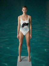 Marina Vintage Neckline Swimsuit White
