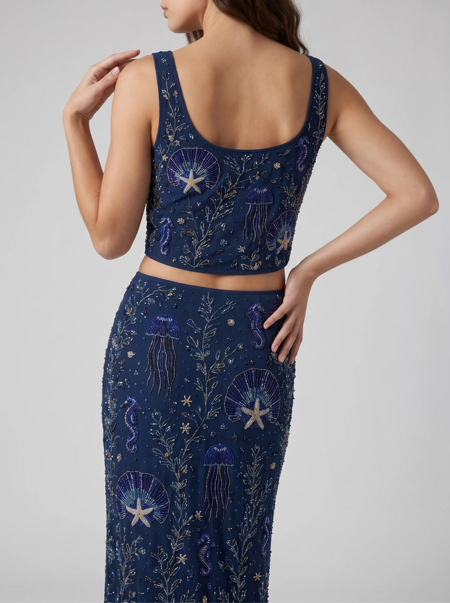 Reya Co-ord Top in Navy