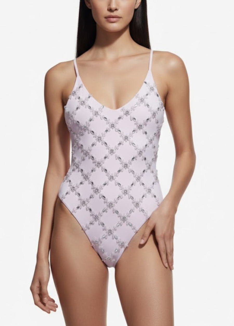 Rose Elegant High Cut Leg Swimsuit in Pink