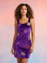 Coral Purple Velvet Mini Dress
