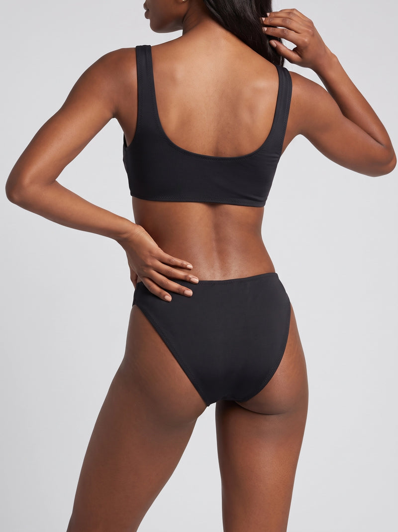 Aaliyah Hand Embroidered Black Bikini Bottom