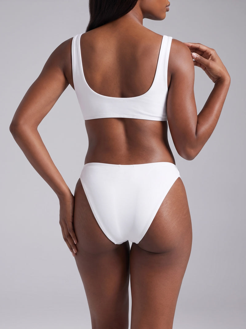 Aaliyah Hand Embroidered Crystals Bikini Bottom White