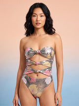 STRAPLESS SWIMSUITS SHELL STARFISH SILVER WITH HOLE