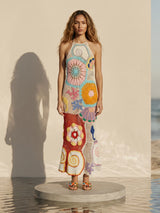 Kaia Crochet Coral Multi Maxi Dress