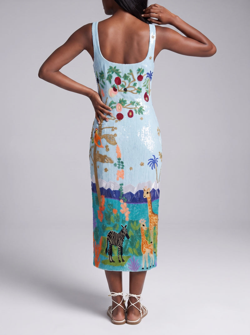 Safari Lagoon Beaded Maxi Dress