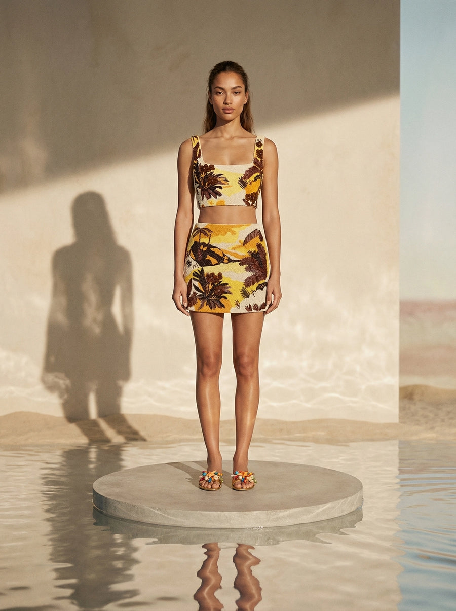 Kulani Kinis x Oceanus Golden Sunset Beaded Co-ord Skirt