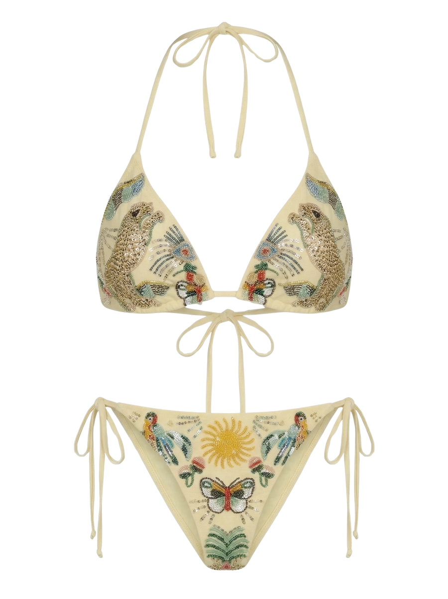Aurelia Embroidered Luxury Yellow Bikini Top