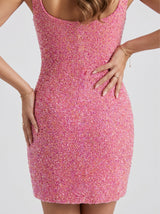 Oceanic Bloom Pink Mini Dress