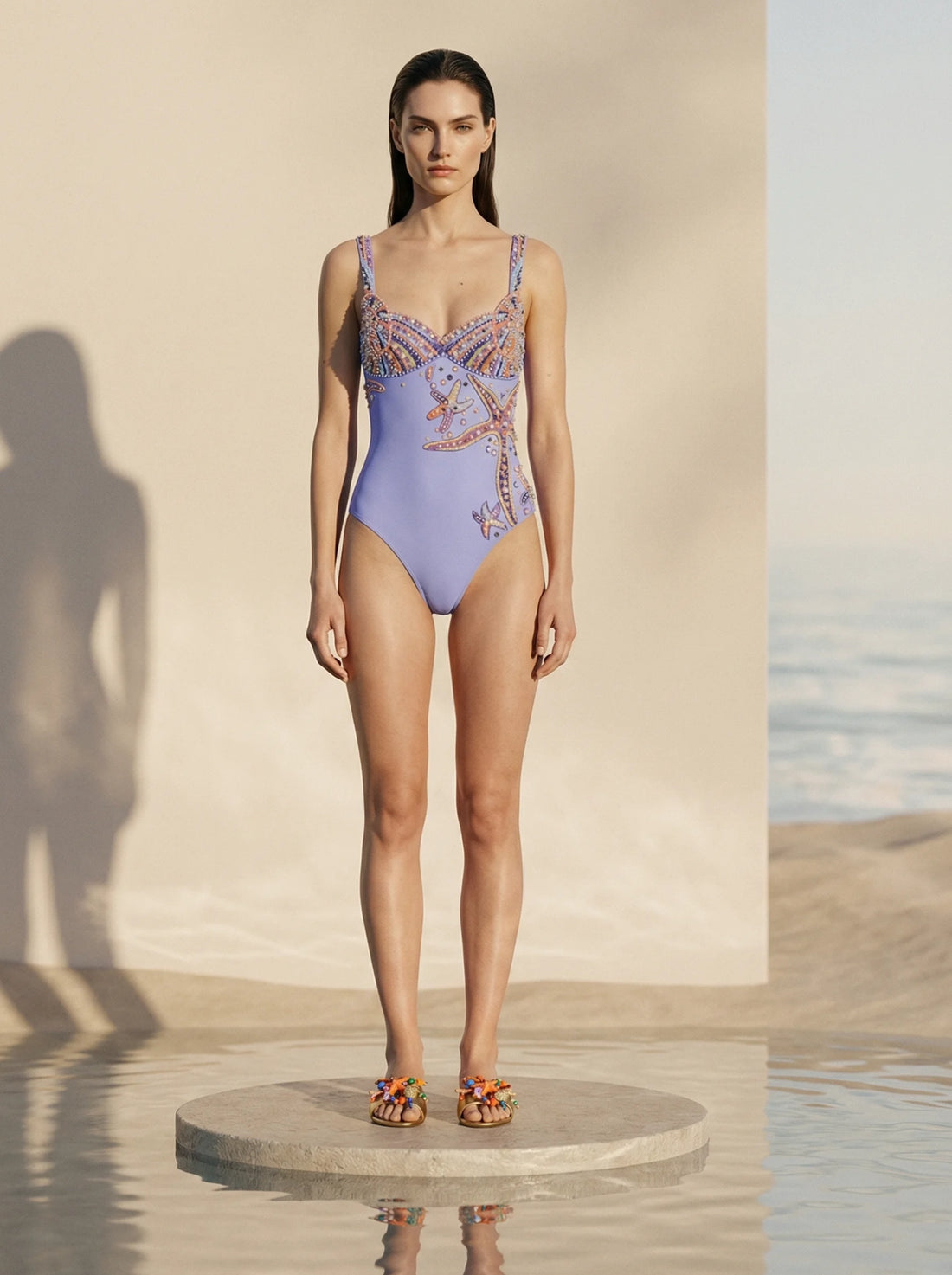 Selene Sea Shell Purple Swimsuit in Stock