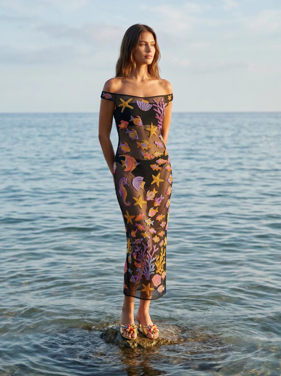 Coraline Black Sheer Maxi Dress