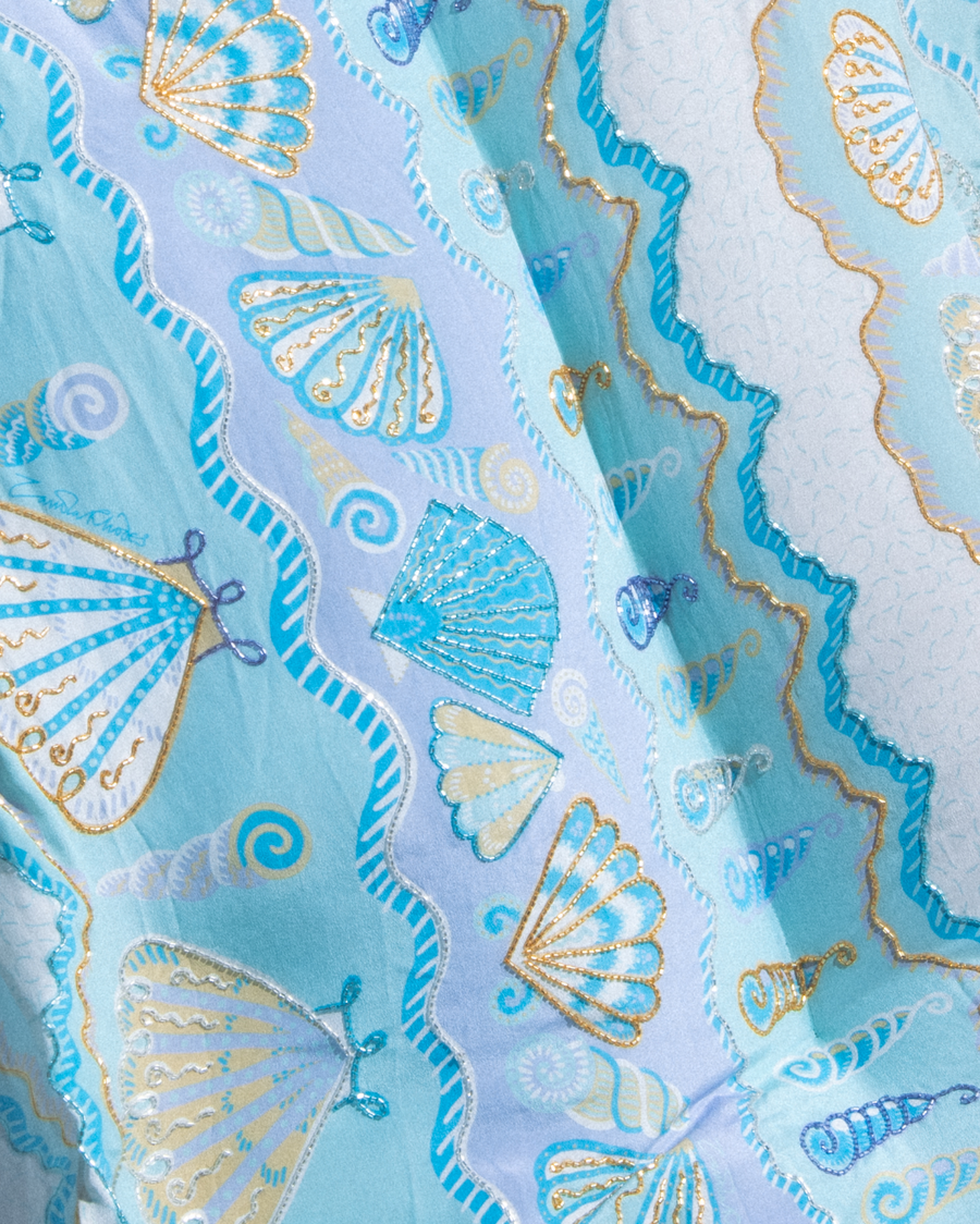 Oceanus x Zandra Rhodes Dreamy Kaftan Dress in Blue