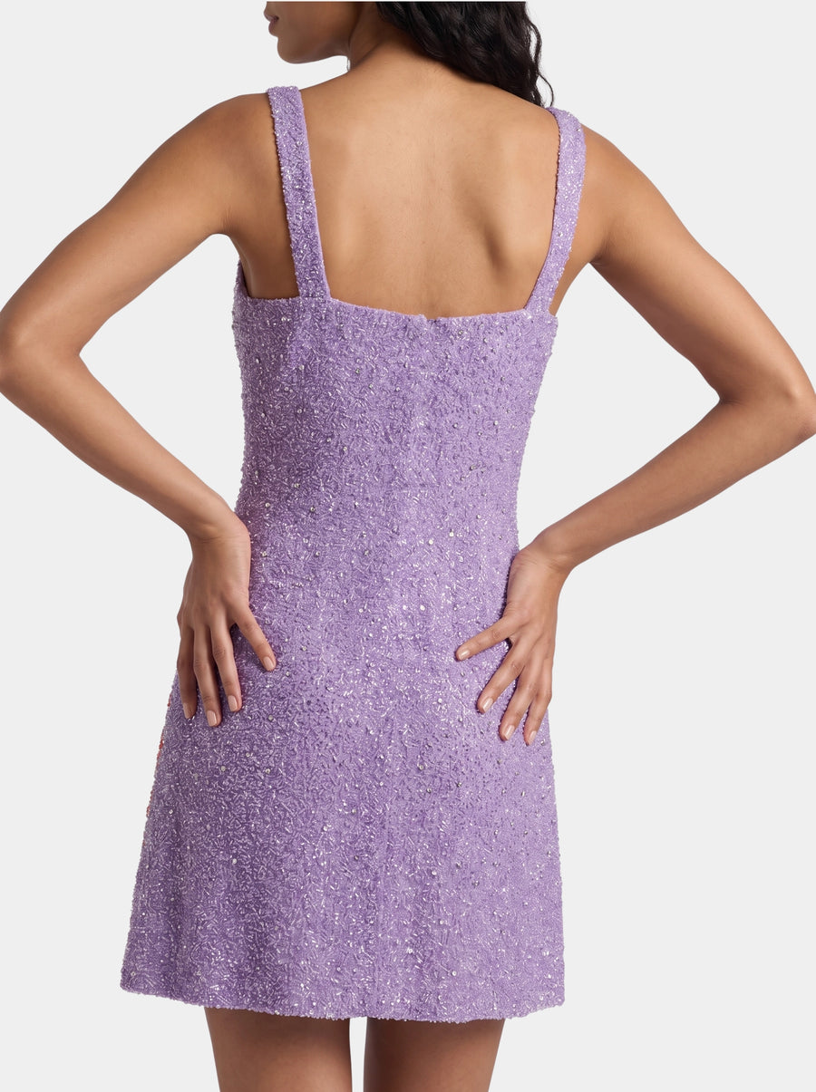 Morish Idol Hand Beaded Mini Dress Purple