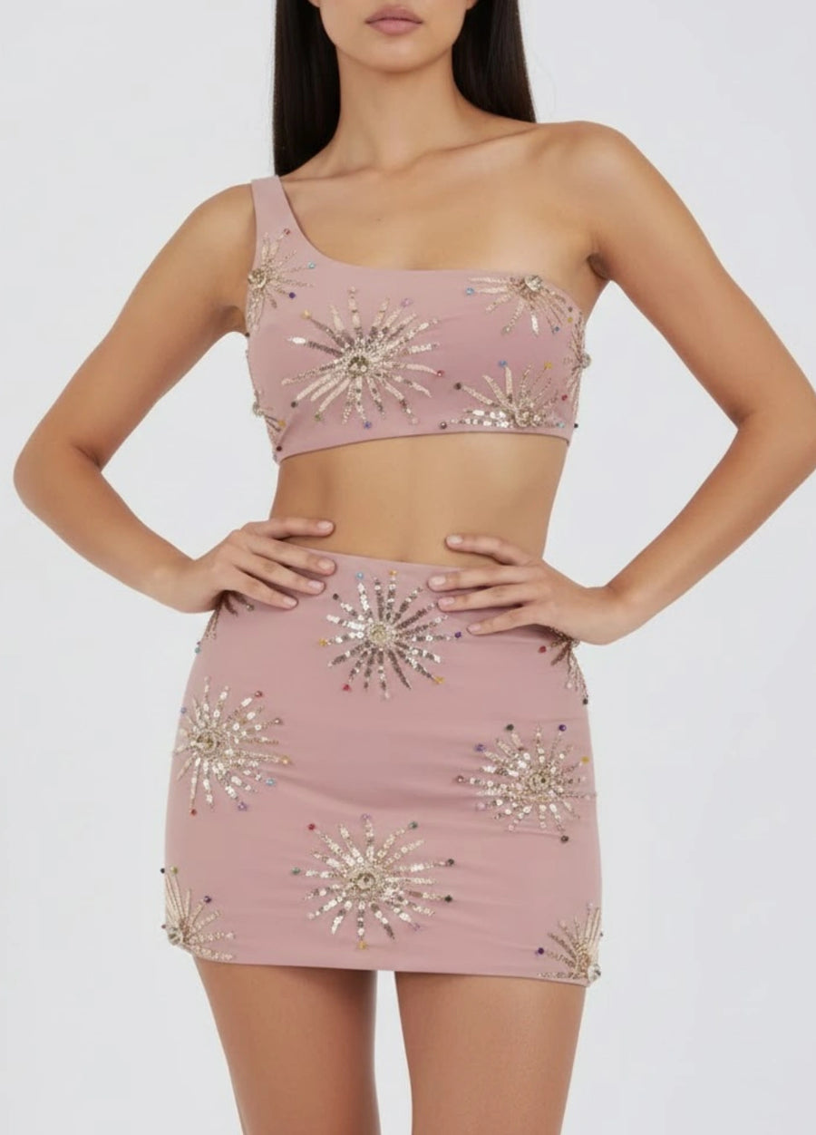 Callie Co-ord Top - Beige/Peach