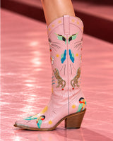Oceanus Multi Colour Embroidered Western Long Boots