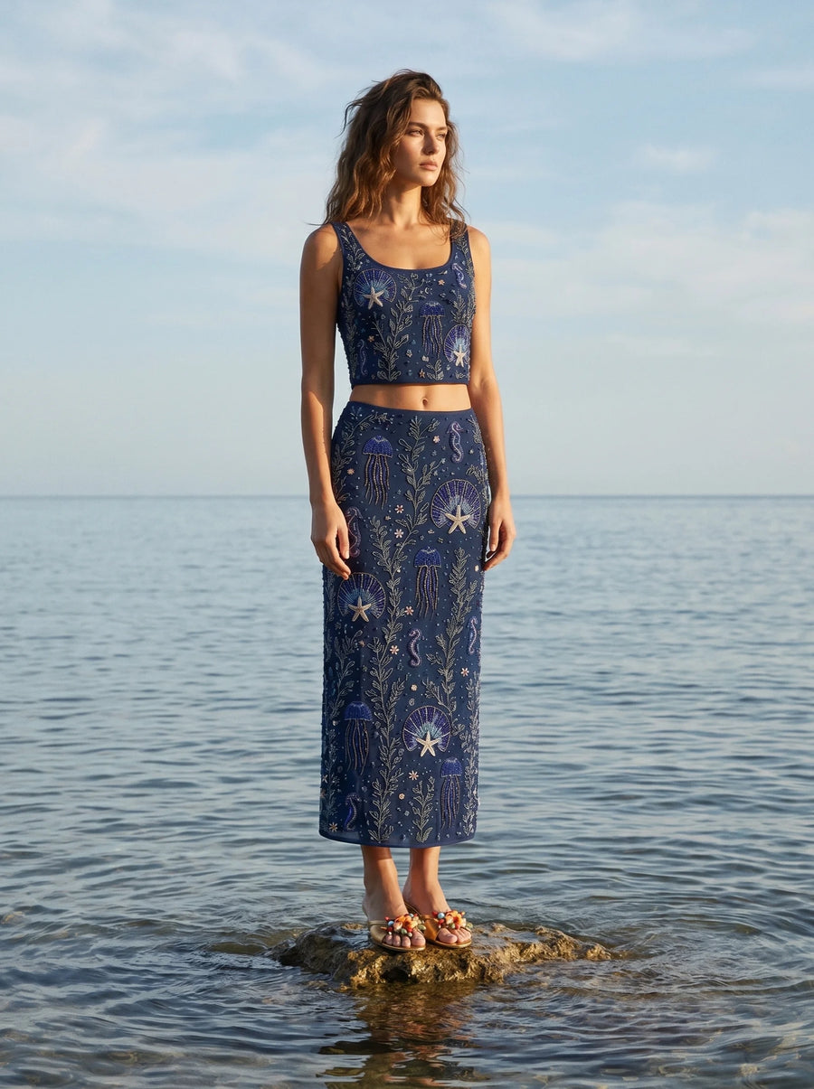Reya Co-ord Top in Navy