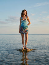 Mira Beaded Blue Mini Dress