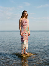 Rowan Halter Maxi Crochet Pink Dress