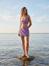 Monni Co-ord Purple Hand Embroidered Crystal Skirt