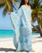 Oceanus x Zandra Rhodes Dreamy Kaftan Dress in Blue