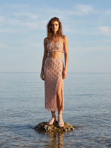 Calliope Luxury Crystal Co-Ord Skirt Nude
