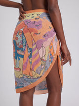 Ocean Boat Basic Orange Embroidered Sarong