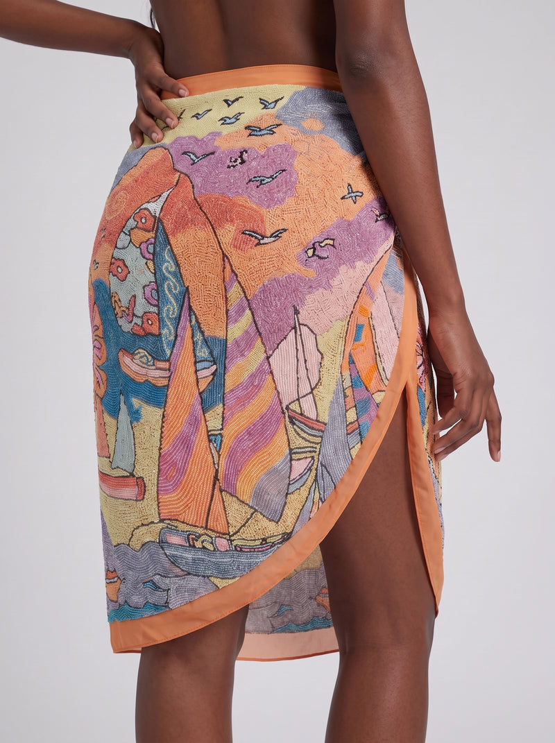 Ocean Boat Basic Orange Sarong