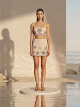 Tallulah Crystal Co-Ord Pull On Top White in Stock