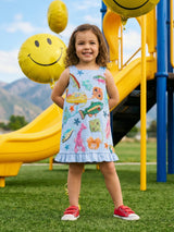 Arizona Small Ruffle Kids Dress Multi Colour