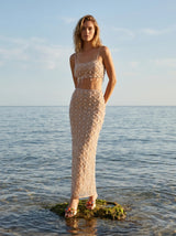 Calliope Luxury Crystal Co-Ord Skirt Nude