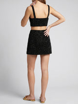 Vegas Beaded Mini Black Party Beach Co-ord Top in Stock