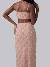 Calliope Nude Luxury Embroidered Crystal Co-Ord