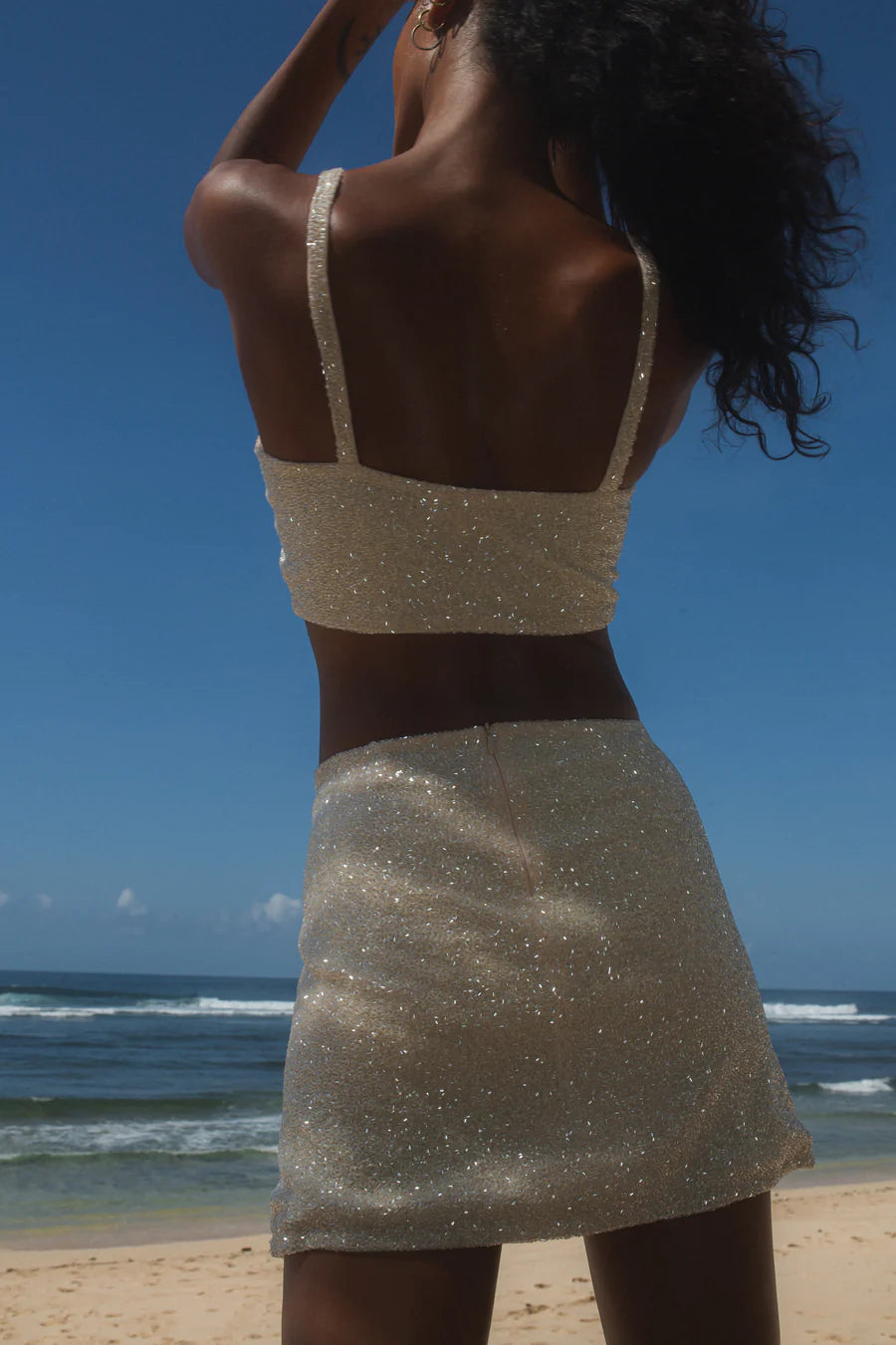 A back view of Santa Monica Hand-Embroidered Co-Ord