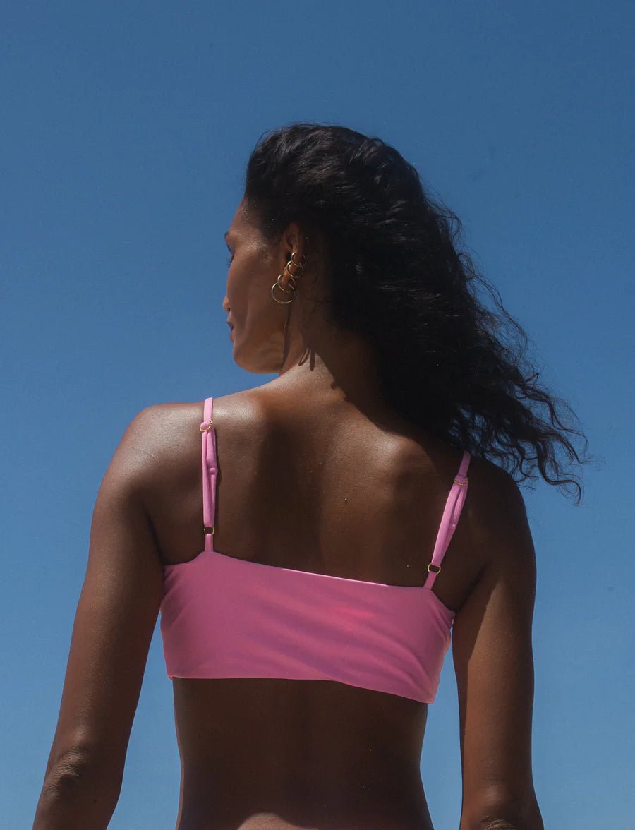 Los Angeles Hand-Embroidered Underwire Bikini Top Only in Pink