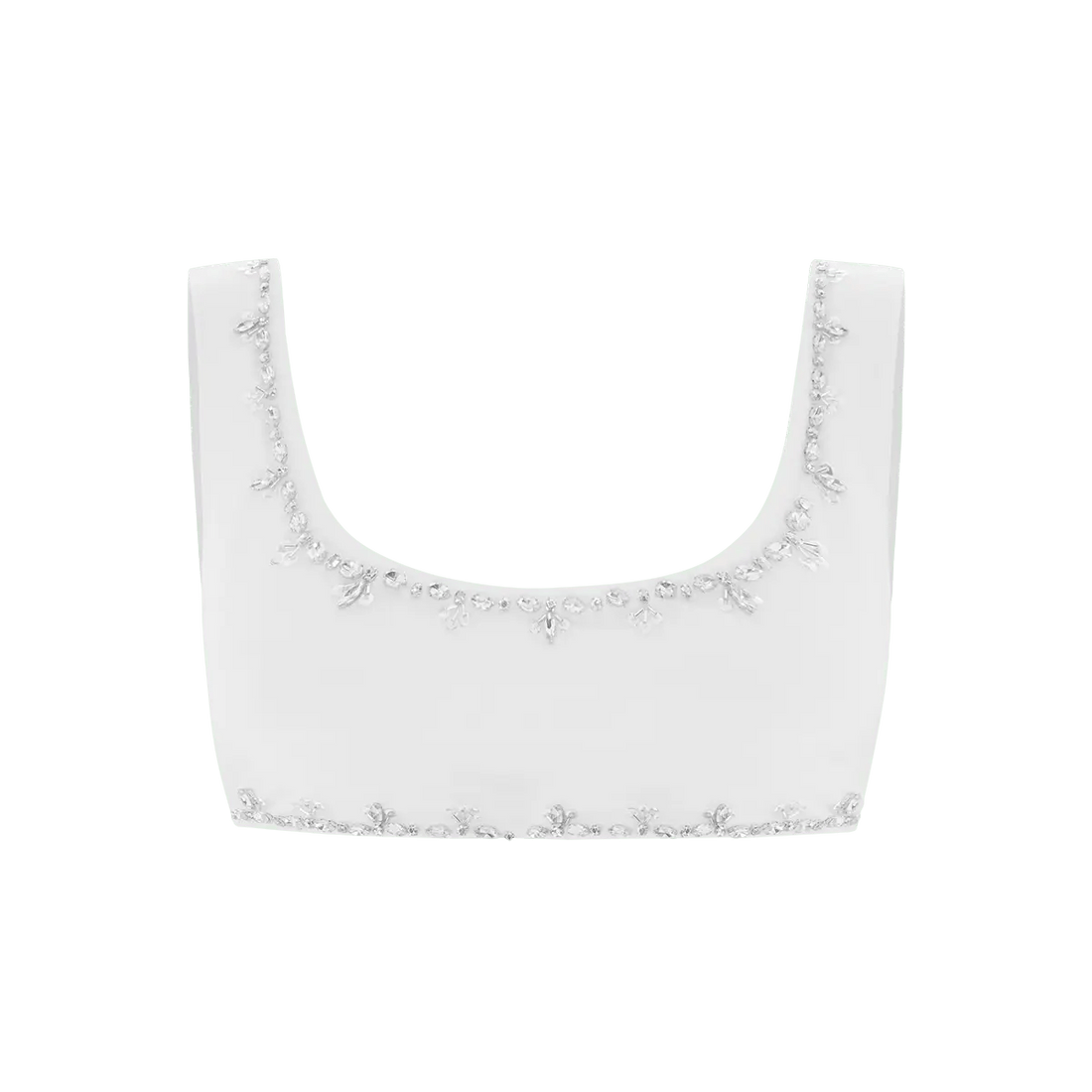 Aaliyah Hand Beaded Crystals Bikini Top- White