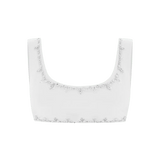 Aaliyah Hand Beaded Crystals Bikini Top - White - Oceanus Swimwear