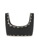 Aaliyah Hand Beaded Crystals Black Bikini Top - Oceanus Swimwear