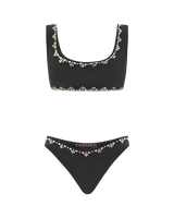 Aaliyah Hand Beaded Crystals Black Bikini Top - Oceanus Swimwear