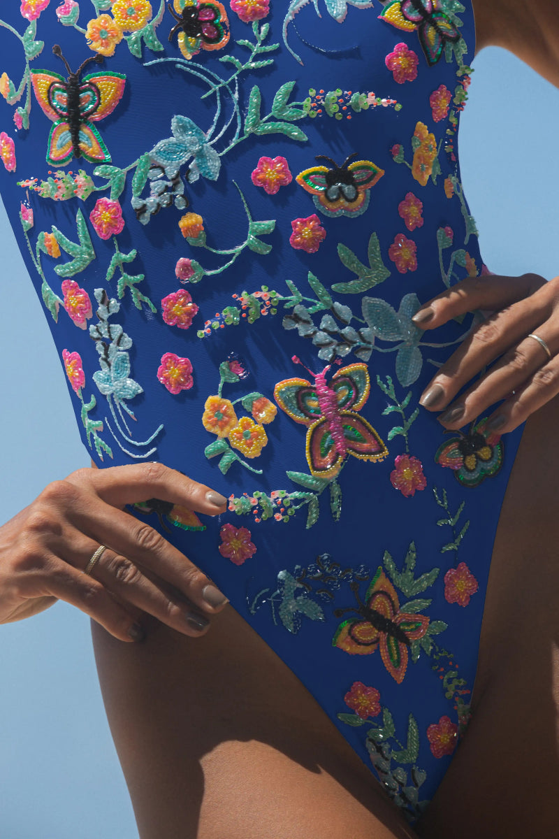 Alabama Floral Hand Embroidered One Piece Swimsuit - Oceanus Swimwear