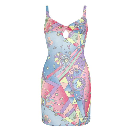 Aliona Embellished Luxury Multi-Colored Party Dress - Pack Shot | Oceanus Swimwear