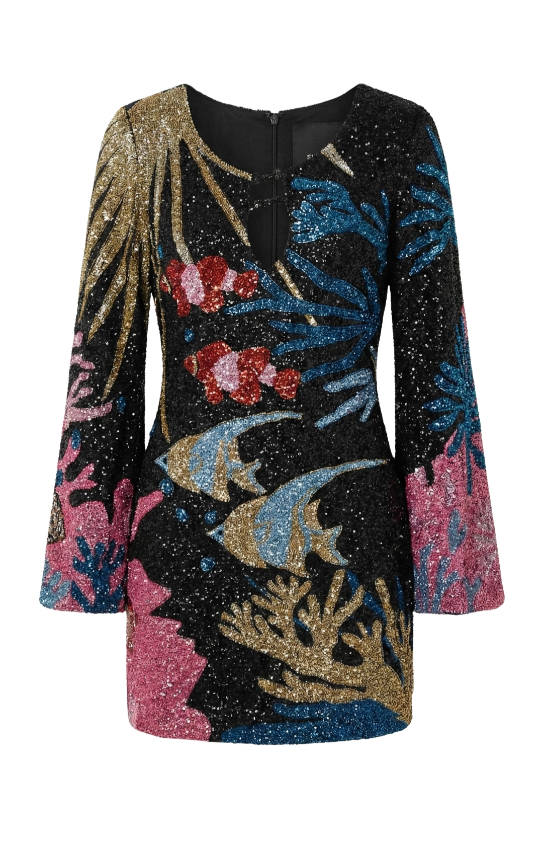 Palazzo Beaded Black Mini Dress