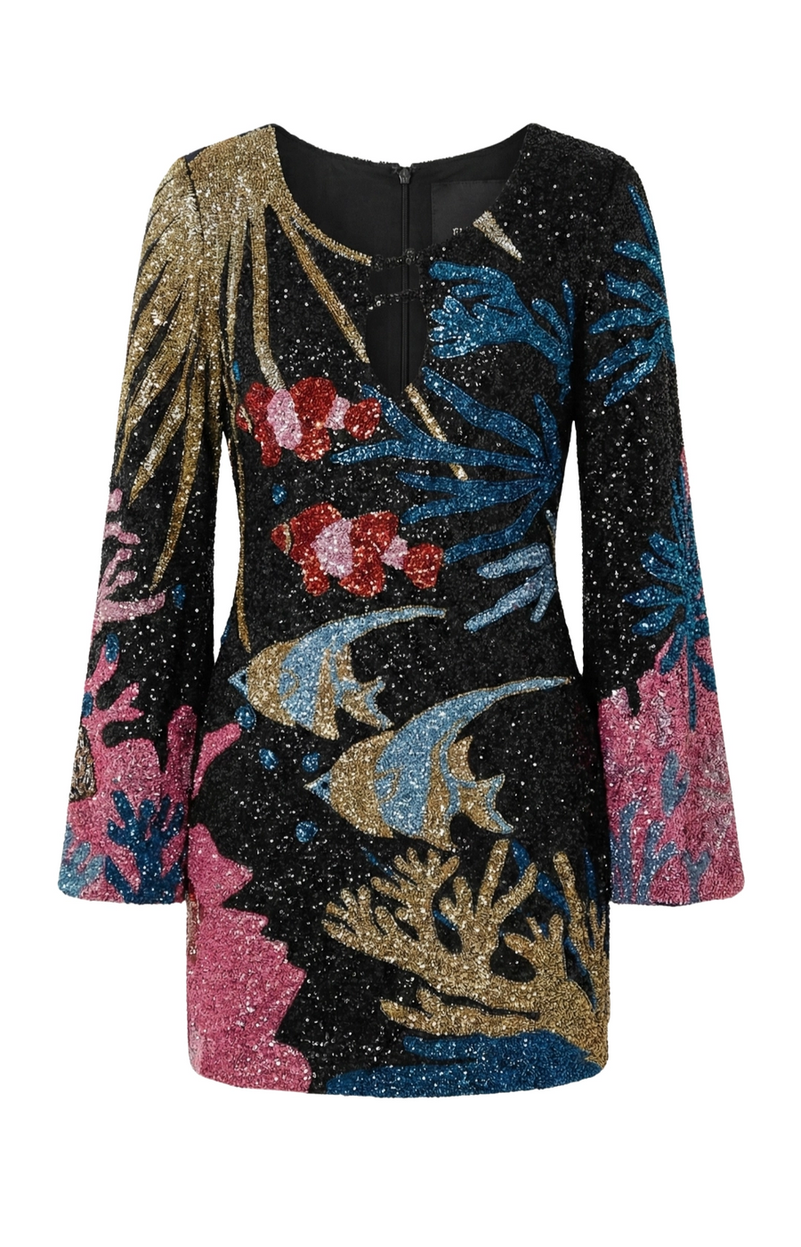 Palazzo Beaded Black Mini Dress