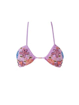 Fia Tropical Hand Embroidered Bikini Top - Lilac