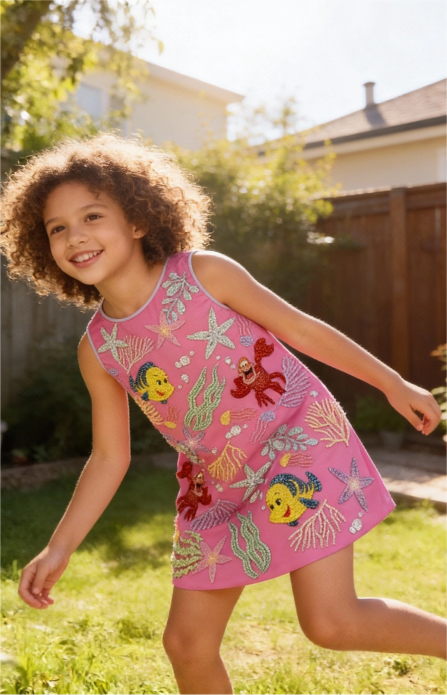 Oceanus | Disney Kids Seabreeze Fuschia dress