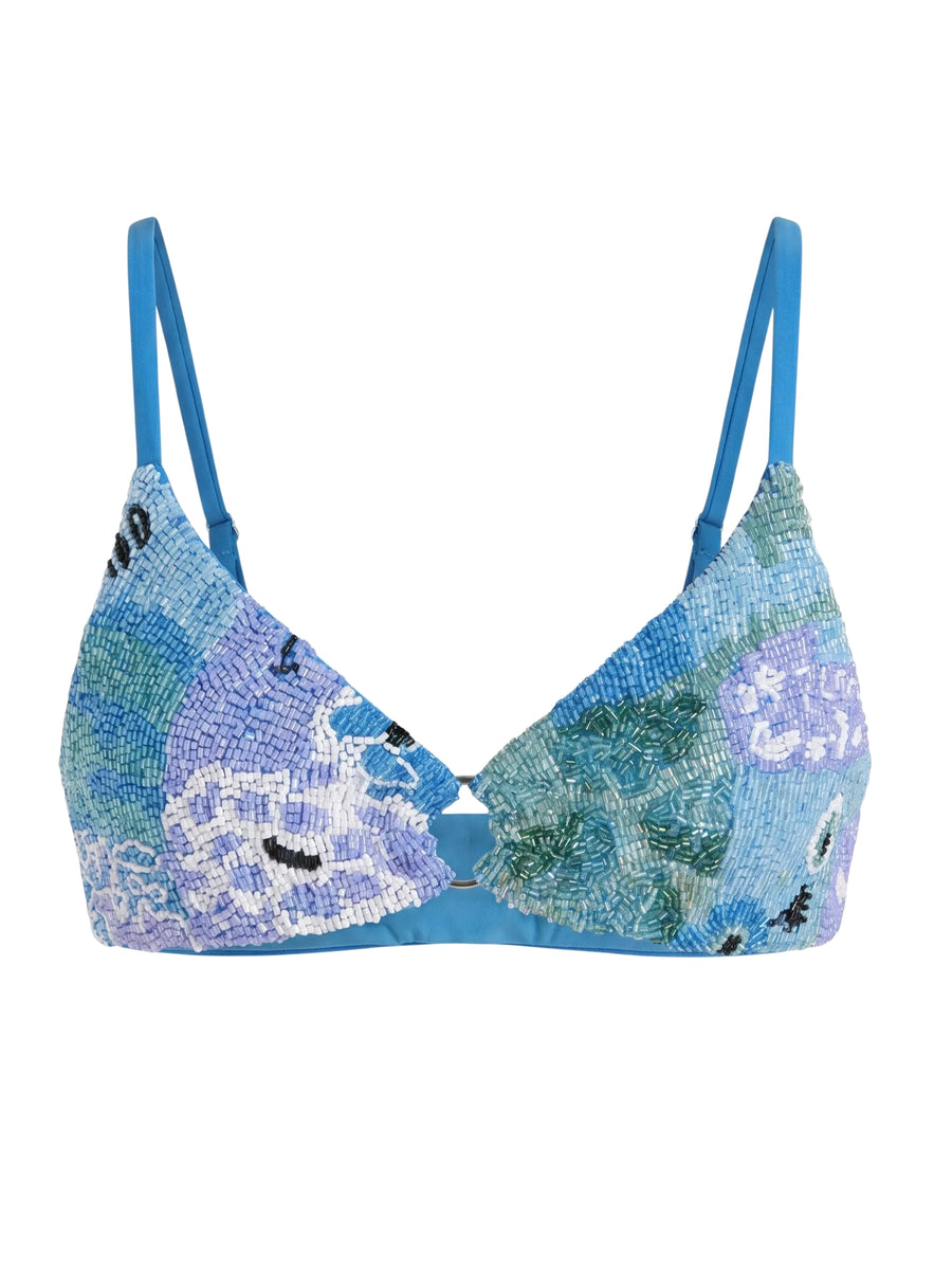 Leila Beaded Blue Bikini Top
