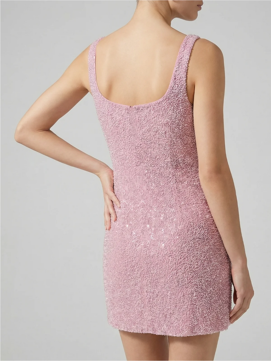 Sofia Hand Beaded Dress Pale Pink
